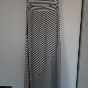 Joe B gray and white striped maxi skirt